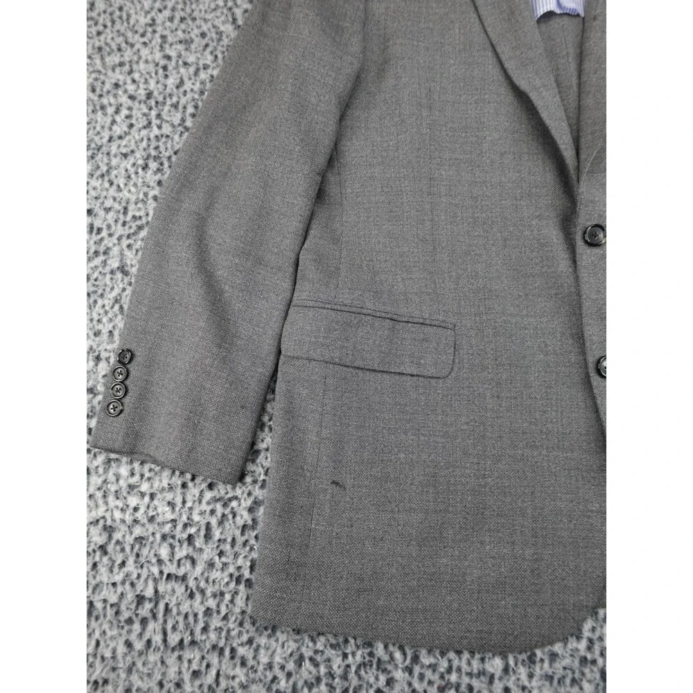Brooks Brothers Coat Mens Grey Italian Fabric Wool Blazer 2-Button Size 44L‎